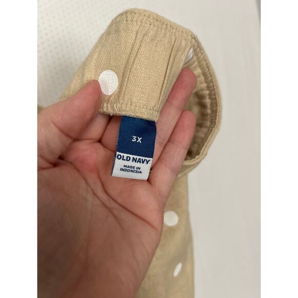 Old Navy Women's Plus Skirt Linen Blend Tan White Polka Dot Short Zip 3X NWT - Picture 6 of 10